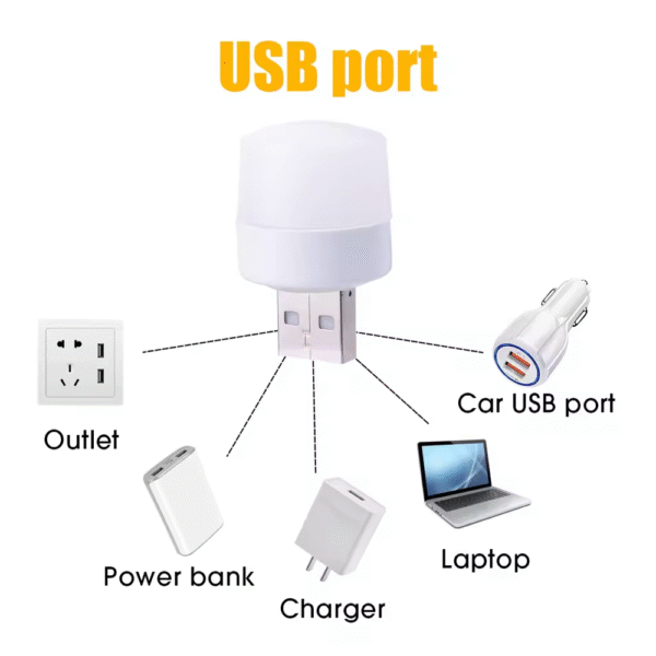 5 Miniluz nocturna USB blanca y cálida con carga de energía móvil - Imagen 6