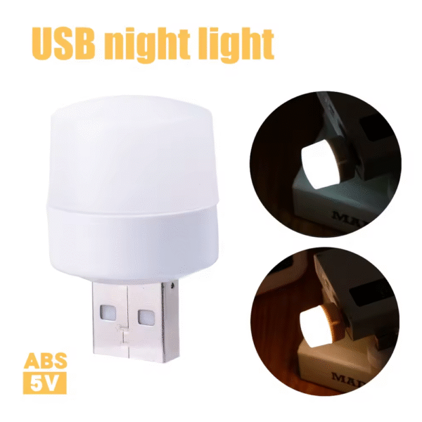 5 Miniluz nocturna USB blanca y cálida con carga de energía móvil - Imagen 5