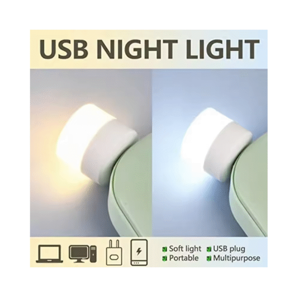 5 Miniluz nocturna USB blanca y cálida con carga de energía móvil - Imagen 4