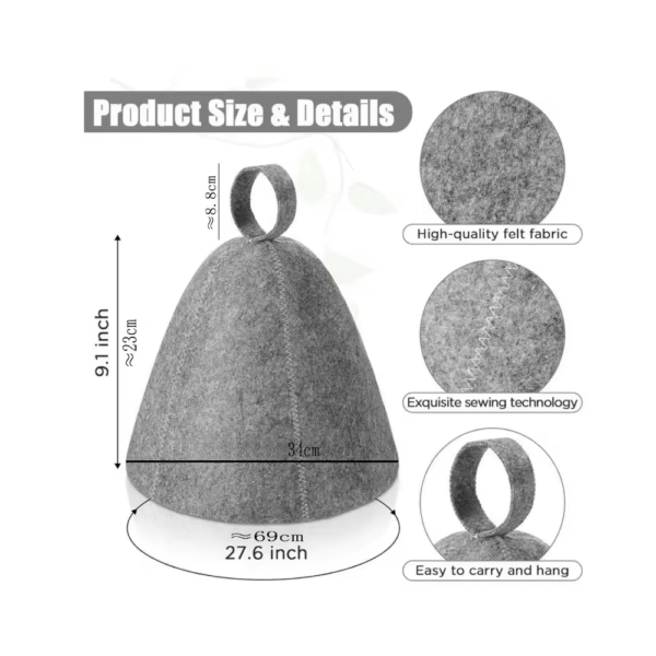 Gorro de sauna de lana para hombres y mujeres - Imagen 4