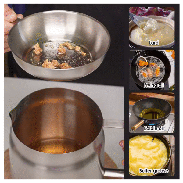 Olla con colador de aceite de acero inoxidable de malla fina - Imagen 4