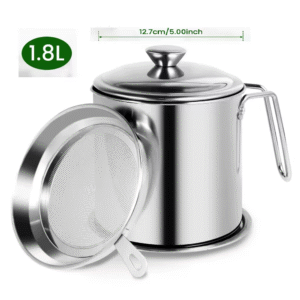 Olla con colador de aceite de acero inoxidable de malla fina