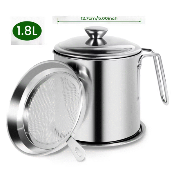 Olla con colador de aceite de acero inoxidable de malla fina