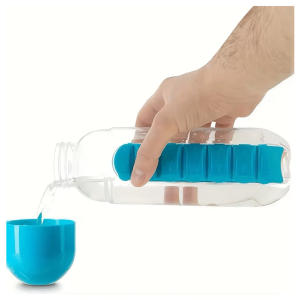 Botella de agua portátil con pastillero incorporado para medicamentos - Imagen 4