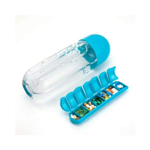 Botella de agua portátil con pastillero incorporado para medicamentos - Imagen 3
