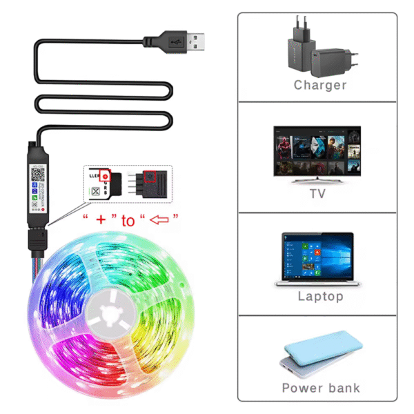 Tira de luces led RGB 5m, 10m, 20m con control por aplicación - Imagen 5