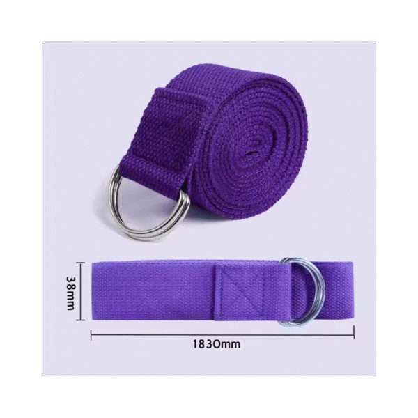 Cinturón de yoga de algodón para Fitness con anillo ajustable - Imagen 2