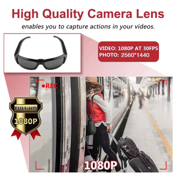 Gafas de sol con minicámara portátil HD de 1080P - Imagen 3