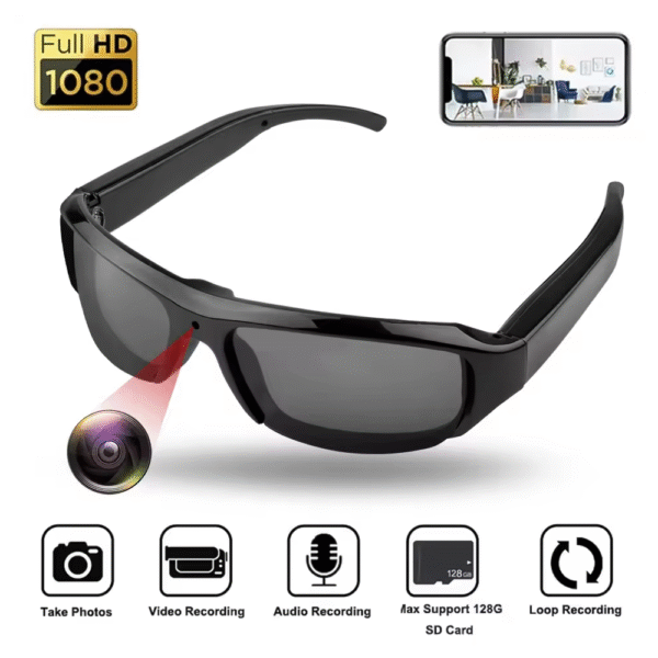 Gafas de sol con minicámara portátil HD de 1080P