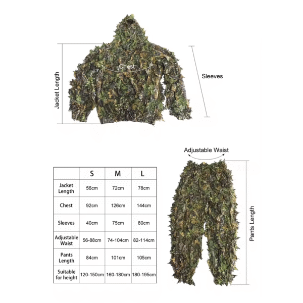 Traje completo de camuflaje de hojas de entrenamiento y de caza - Imagen 4